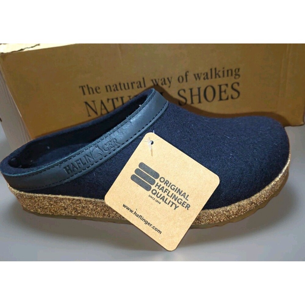 Haflinger Grizzly Women's Wool Felt Slip-On Clog Slippers Black EU 37 US 6.5